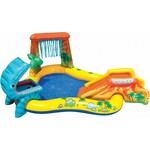 Игровой центр Intex Динозавр с горкой и распылителем, 241х191х109см 57444