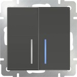 Выключатель двухклавишный проходной Werkel серо-коричневый WL07-SW-2G-2W-LED