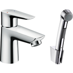 Смеситель для раковины Hansgrohe Talis E с гигиеническим душем и донным клапаном Push-Open, хром (71729000)