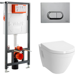 Комплект унитаза Vitra S50 с сиденьем микролифт + инсталляция + кнопка хром (9003B003-7201)