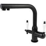 Смеситель для кухни Kaiser Vincent под фильтр, ручки керамика, черный мрамор (31144-2)