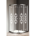 Душевой уголок Cezares Giubileo R-2 90x90 прозрачный с рисунком, хром (GIUBILEO-R-2-90-SCORREVOLE-CP-Cr)