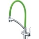 Смеситель для кухни Lemark Comfort с гибким изливом и подключением к фильтру, хром/зеленый (LM3070C-Green)