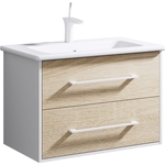 Тумба с раковиной Aqwella Майами 75x45 дуб сонома/белый (MAI0175 + Mal.75.04.D)