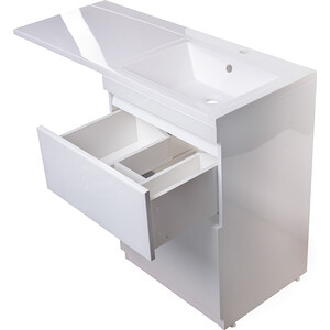 Тумба с раковиной Style line Даймонд Люкс 58 (120R) правая, под стиральную машину, белая (СС-00000559 + 2000949237428)