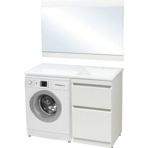 Тумба с раковиной Style line Даллас Люкс 48 (110R) напольная, под стиральную машину, белая (СС-00000438 + 2000949237466)