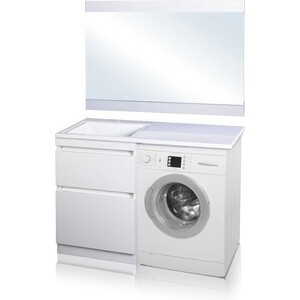 Тумба с раковиной Style line Даллас Люкс 58 (120L) напольная, под стиральную машину, белая (СС-00000388 + 2000949237411)