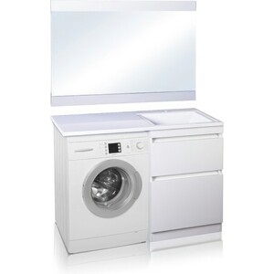 Тумба с раковиной Style line Даллас Люкс 58 (120R) напольная, под стиральную машину, белая эмаль (СС-00002338 + 2000949237428)