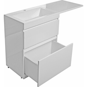 Тумба с раковиной Style line Даллас Люкс 68 (130R) напольная, под стиральную машину, белая (СС-00000557 + 2000949237473)