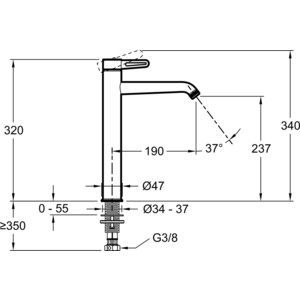 Смеситель для раковины Jacob Delafon Nouvelle Vague высокий черный матовый (E78340-BLV)