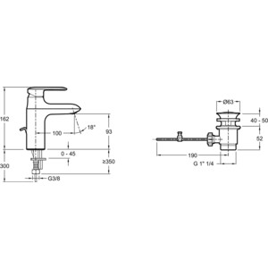 Смеситель для раковины Jacob Delafon Kumin с картриджем С3, хром (E99444-CP)
