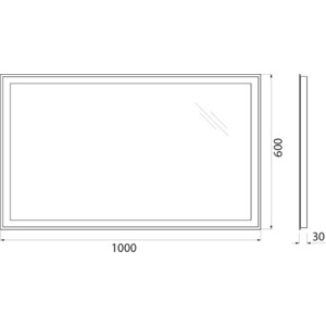 Зеркало BelBagno Spc-Grt 100х60 с подсветкой, кнопочный выключатель (SPC-GRT-1000-600-LED-BTN)