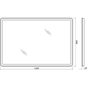 Зеркало BelBagno Spc-Mar 120х80 с подсветкой, кнопочный выключатель (SPC-MAR-1200-800-LED-BTN)