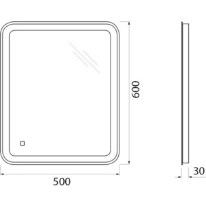 Зеркало BelBagno Spc-Mar 50х60 с подсветкой, сенсор (SPC-MAR-500-600-LED-TCH)