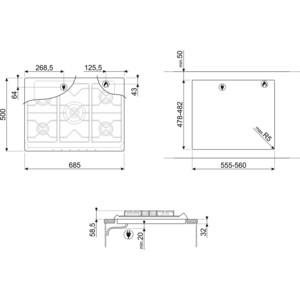 Газовая варочная панель Smeg SRV876POGH