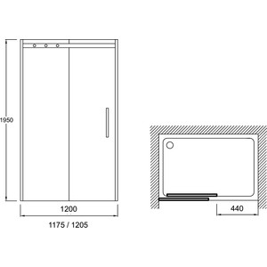 Душевая дверь Jacob Delafon Contra 120x195 прозрачная, хром (E22C120-GA)