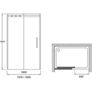 Душевая дверь Jacob Delafon Contra 160x195 прозрачная, хром (E22C160-GA)