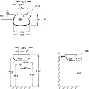 Раковина Jacob Delafon Nouvelle Vague 45x36 (EGK112-00)