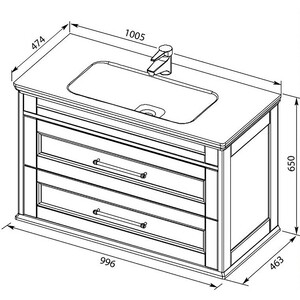 Тумба под раковину Aquanet Бостон М 100 белая матовая (209678)