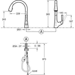 Смеситель для кухни Jacob Delafon Malleco с выдвижным изливом, хром (E562-CP)