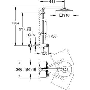 Душевая система Grohe Euphoria SmartControl System Cube с термостатом, хром/белый (26508LS0)