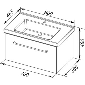 Тумба под раковину Dreja Big Inn 80 с ящиками, белый глянец (77.0203W)
