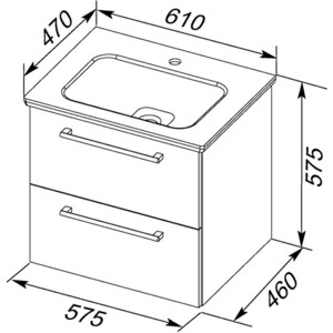 Тумба под раковину Dreja Gio 60 с ящиками, белый глянец (77.0101W)