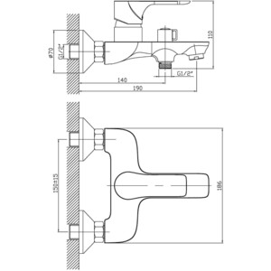 Смеситель для ванны Orange Aristo черный (M19-100b)