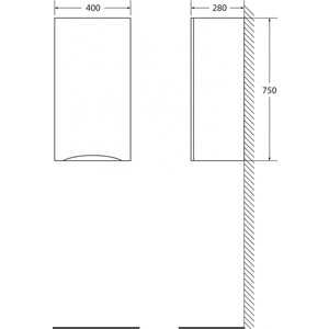 Пенал BelBagno Fly/Marino 40 bianco lucido, левый (FLY-MARINO-750-1A-SC-BL-P-L)