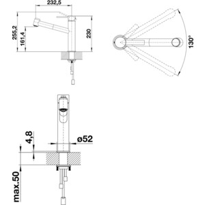 Смеситель для кухни Blanco Ambis-S выдвижной излив, нержавеющая сталь (523119)