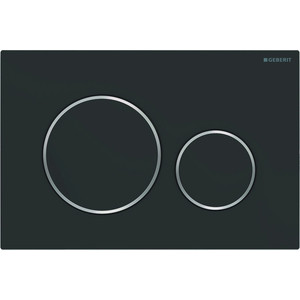 Кнопка смыва Geberit Sigma 20 черная матовая, декоративные кольца хром (115.882.14.1)