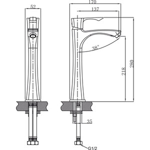 Смеситель для раковины Kaiser Boss высокий, хром (51111)