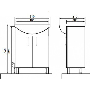 Тумба с раковиной Orange Роса 50 напольная, белый глянец (Ro-50TUW+RA/LA-50TUW+RA)