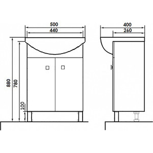 Тумба с раковиной Orange Рио 50 белый (Ri-50TU+RA)