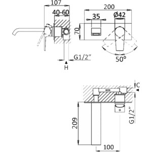 Смеситель для раковины Cezares Nautic (NAUTIC-BLI-01-W0)