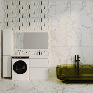 Мебель для ванной Style line Даллас Люкс 68 (130R) напольная, под стиральную машину, белая