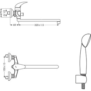 Смеситель для ванны Vidima Orion с душем, хром (BA005AA)