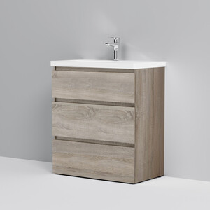 Тумба с раковиной Am.Pm Gem S 75 три ящика, светлый дуб (M91FSX0752OF, M90WCC0752WG)