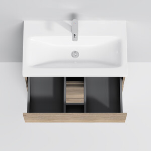 Тумба с раковиной Am.Pm Gem S 75 три ящика, светлый дуб (M91FSX0752OF, M90WCC0752WG)