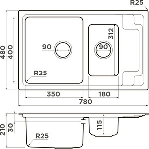Кухонная мойка Omoikiri Mizu 78-2 IN нержавеющая сталь (4973731)