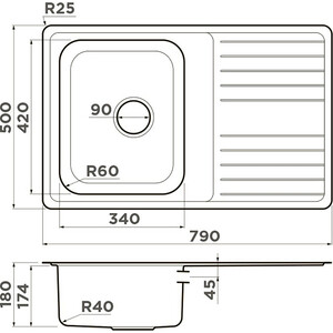Кухонная мойка Omoikiri Sagami 79 IN нержавеющая сталь (4993735)