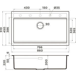 Кухонная мойка Omoikiri Kitagawa 86-LB GB графит (4993794)