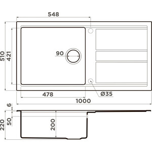 Кухонная мойка Omoikiri Kitagawa 100 WH белая (4993787)