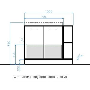 Тумба под раковину Style line Лофт 100 Бетон (ЛС-000010021)