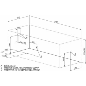 Акриловая ванна Aquanet Dali 170x70 с каркасом (239787)