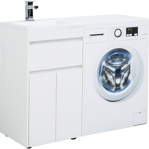 Мебель для ванной Aquanet Токио 110 напольная, левая, белая, под стиральную машину
