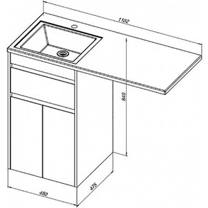 Мебель для ванной Aquanet Токио 110 напольная, левая, белая, под стиральную машину