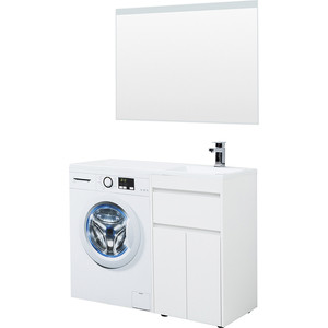 Мебель для ванной Aquanet Токио 110 напольная, правая, белая, под стиральную машину