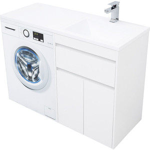 Мебель для ванной Aquanet Токио 130 напольная, правая, белая, под стиральную машину