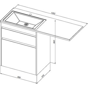 Мебель для ванной Aquanet Токио 130 напольная, правая, белая, под стиральную машину